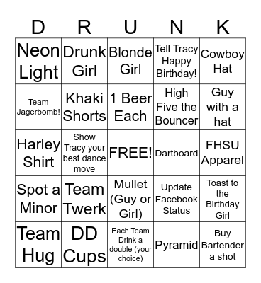 Tracy's 30th Birthday Extravaganza!! Bingo Card