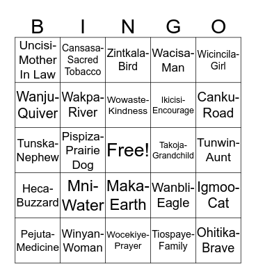 Lakol Woyaka Bingo Card