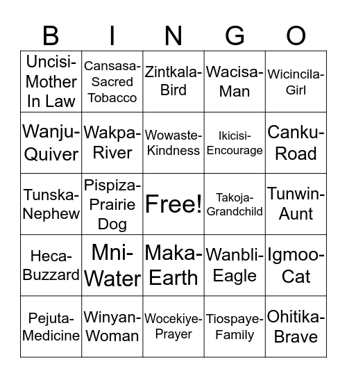 Lakol Woyaka Bingo Card