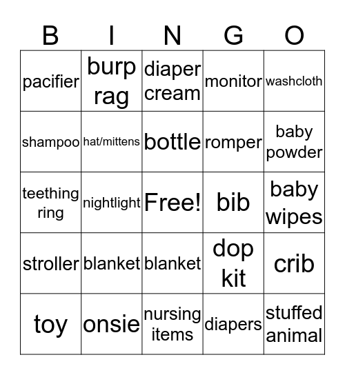 Gift Opening Time Bingo Card