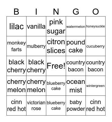 SMU Scent Bingo Card