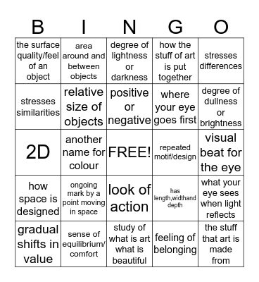 Design Theory Bingo Card