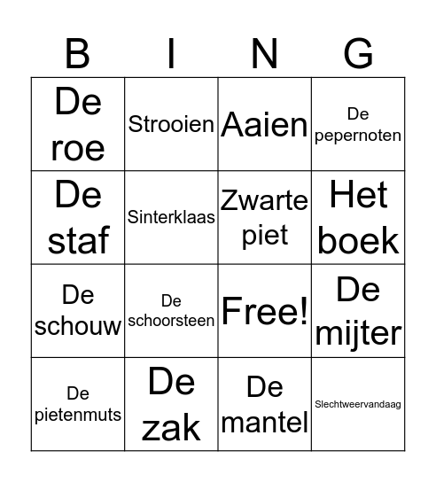 Sinterklaas Bingo Card