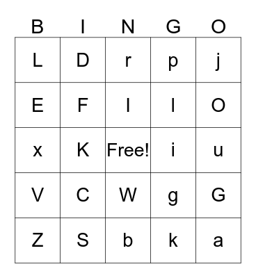 Alphabet BINGO Card