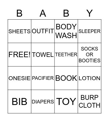 BABY BINGO Card