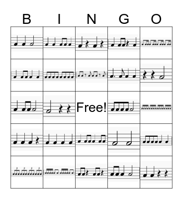 Rhythm Bingo Suzuki Book 1 Bingo Card