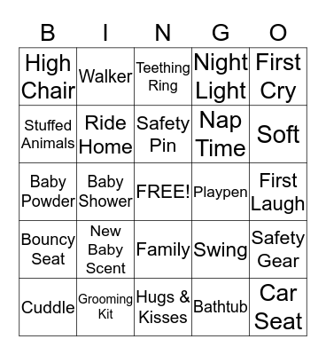 Baby Shower Bingo Card