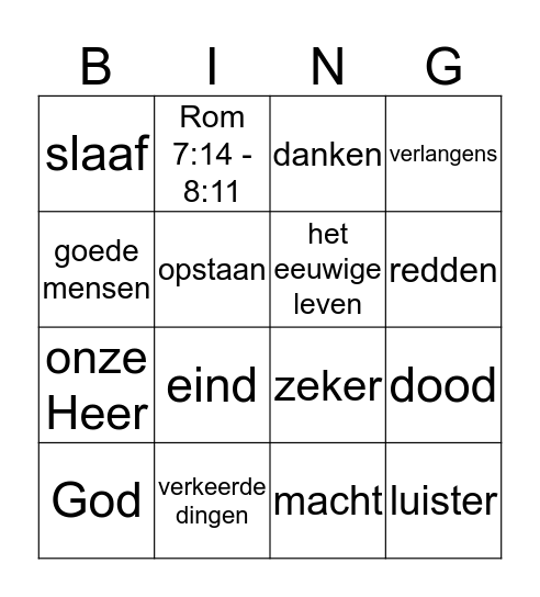 bijbelbingo Card