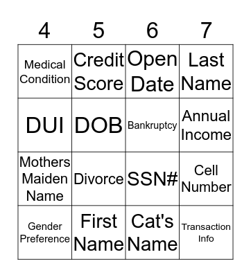 Corporate Compliance Privacy Bingo Card