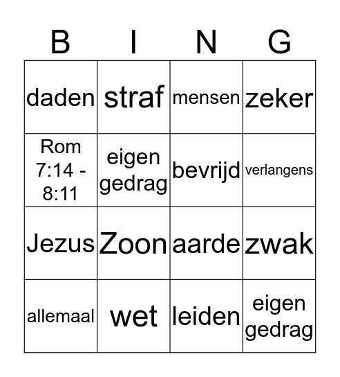 bijbelbingo Card