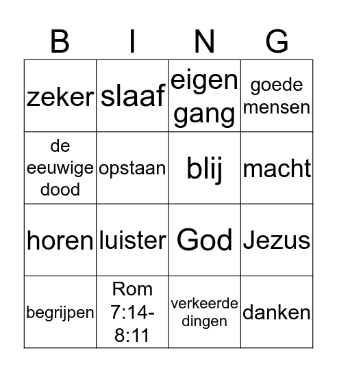 bijbelbingo Card