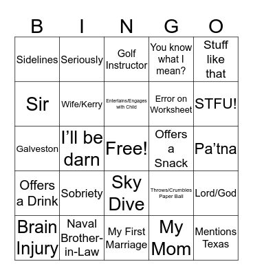 Texas Greg BINGO Card