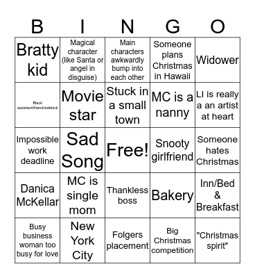 Hallmark Christmas Bingo Card