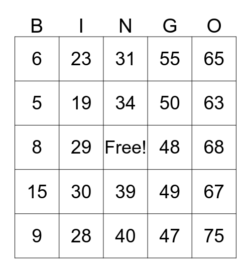 SBU Thanksgiving Bingo Card