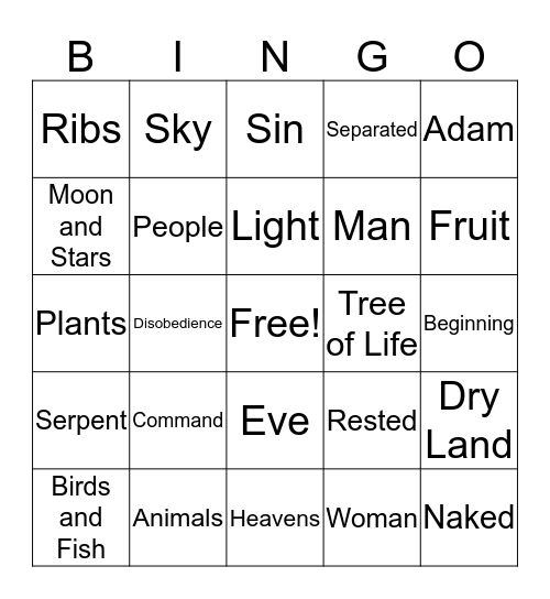 Bible Review Bingo Card