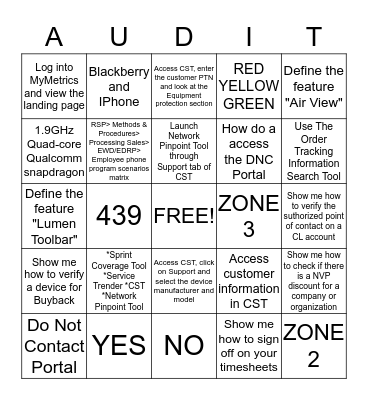 AUDIT AUDIT AUDIT Bingo Card