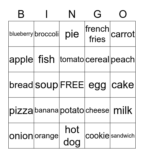 Food  Bingo Card