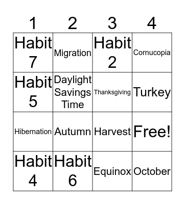 Fall Bingo! Bingo Card