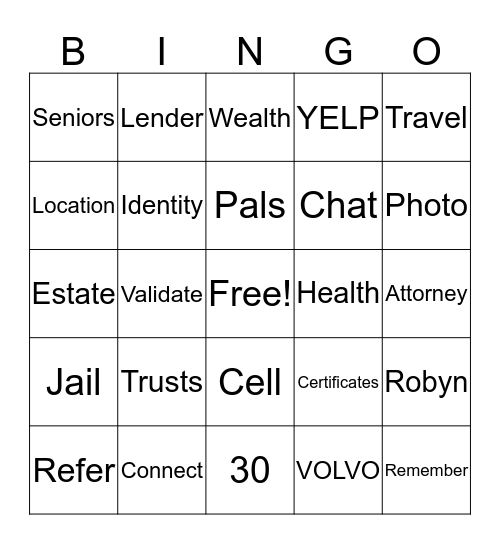 Carlson Mobile Notary Bingo Card