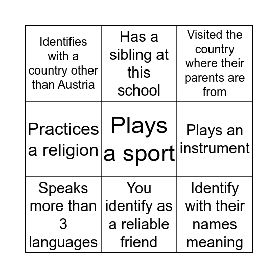 Find someone who... Bingo Card