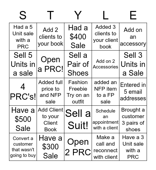 Ann Taylor Bingo Card