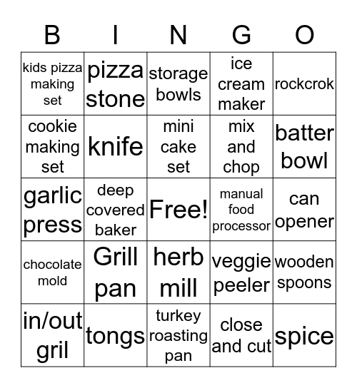 Pampered Chef TessK  Bingo Card