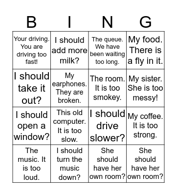 He said, she said bingo! Bingo Card
