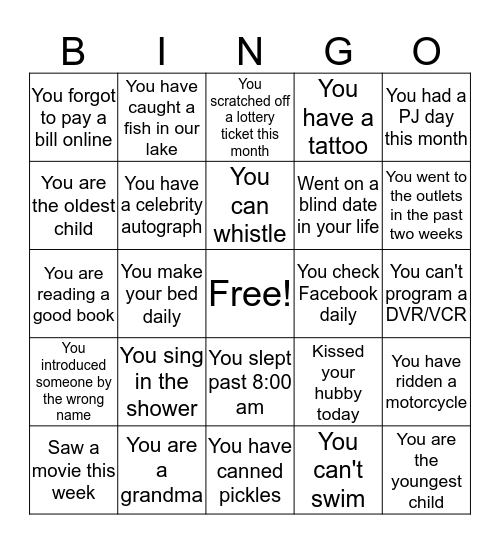 GEMS BINGO Card