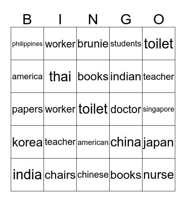 Bingo Wingo Bingo Card