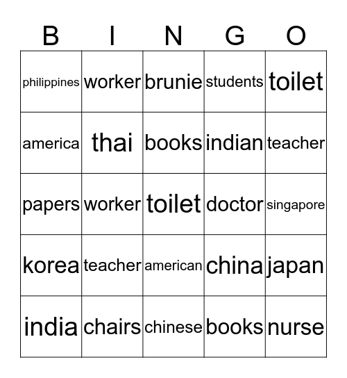 Bingo Wingo Bingo Card