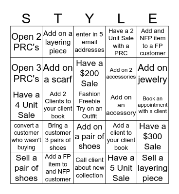 Ann Taylor Bingo Card