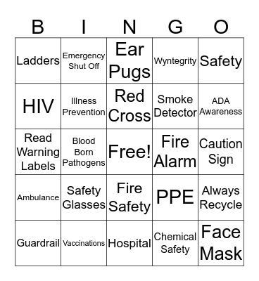 Safety Bingo  Bingo Card