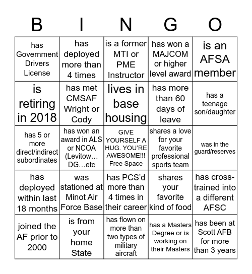 Top 3 Find Someone Who... Bingo Card