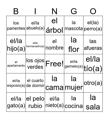 ASDI Capítulo 2 "La familia y la casa" Bingo Card