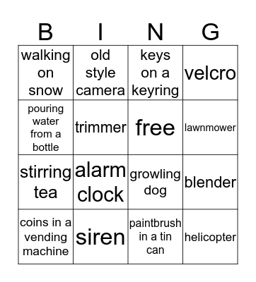 Listening Bingo Card