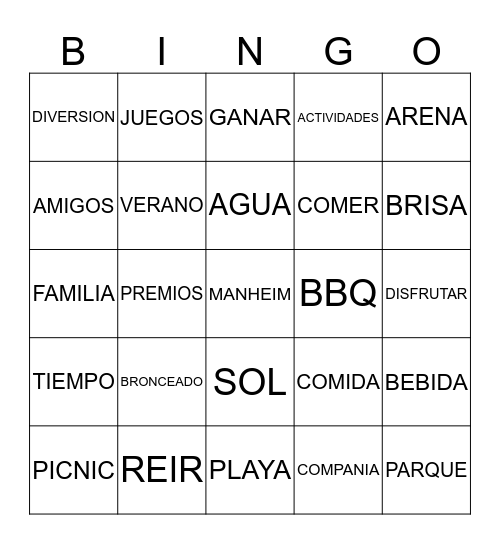 "DIVERSION BAJO EN SOL" Bingo Card