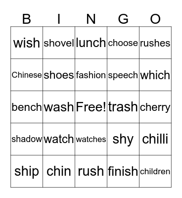 Sh/Ch Bingo - Class 4 Bingo Card