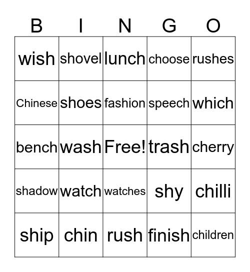 Sh/Ch Bingo - Class 4 Bingo Card