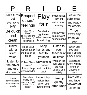 PBIS BINGO Card