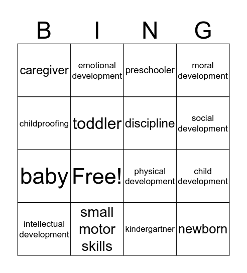 Early Childhood Education Vocabulary Bingo Card