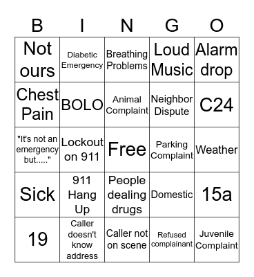 Dispatcher Bingo  October - November Bingo Card