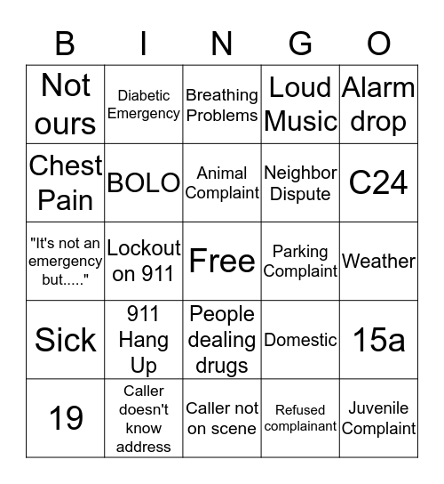 Dispatcher Bingo  October - November Bingo Card