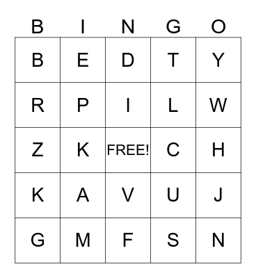 ALPHABET BINGO Card
