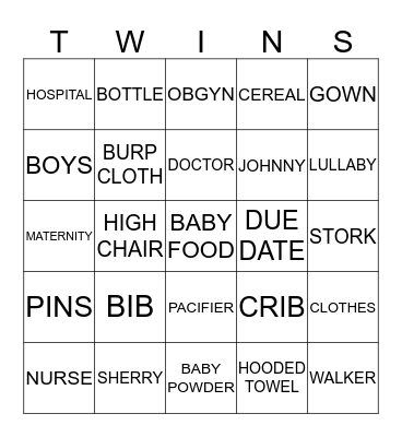 Baby Bingo Card