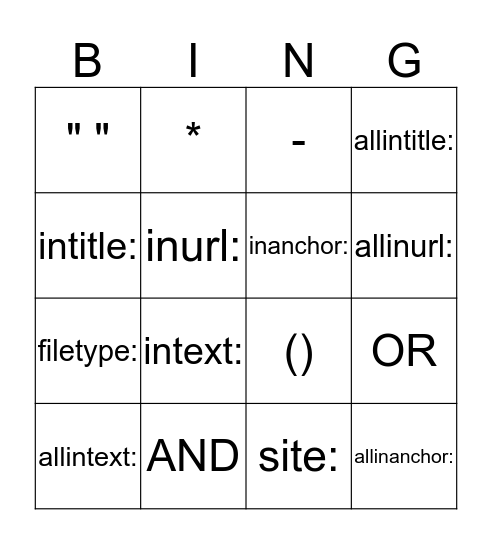 Operator Bingo! Bingo Card