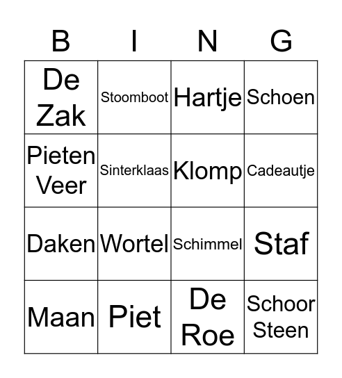 Sinterklaas Bingo Card