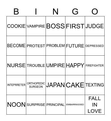 FINAL EXAM ASL 2A Bingo Card