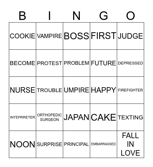 FINAL EXAM ASL 2A Bingo Card