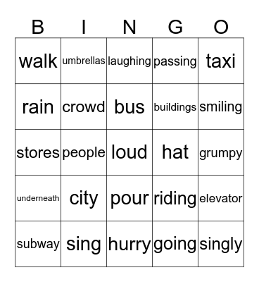 Sing a Song of People Bingo Card