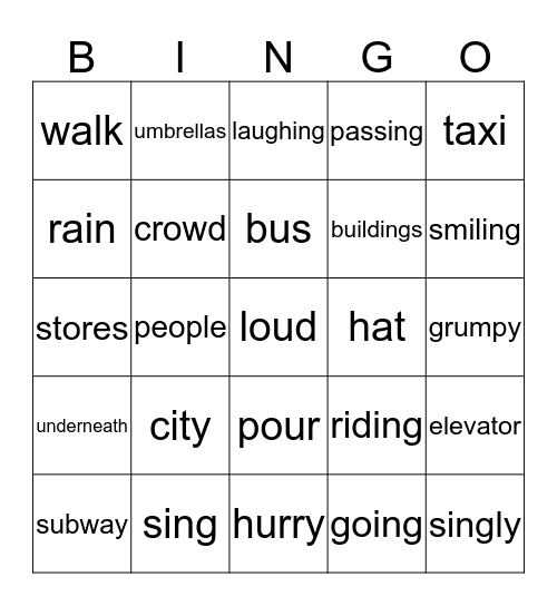Sing a Song of People Bingo Card